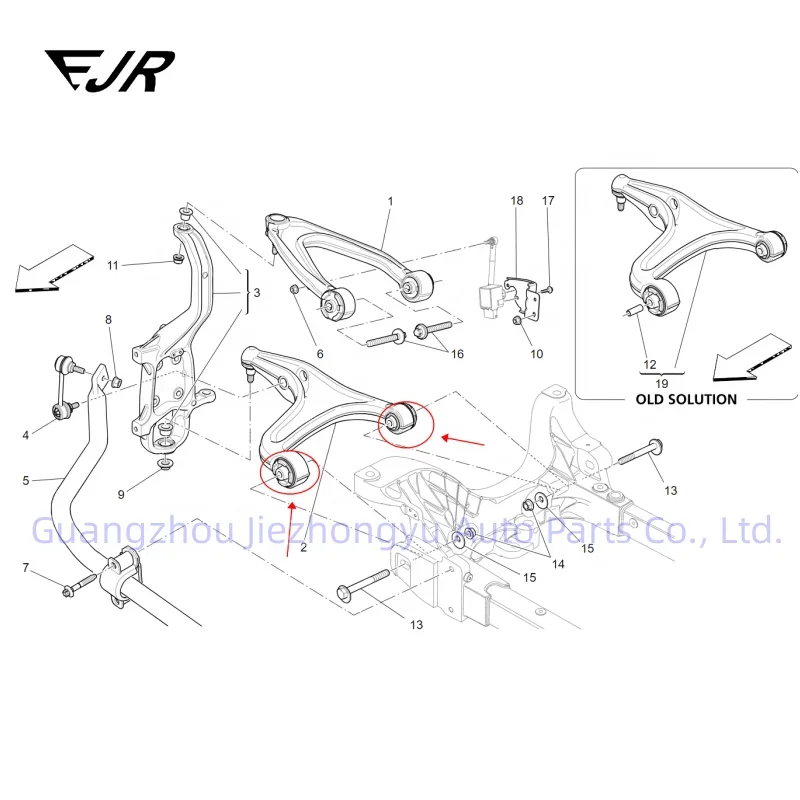 كم مطاطي لذراع التأرجح تحت التعليق مناسب لملحقات السيارات Maserati QuattroporteM156 GhibliM157 OEM 673007126 673007127