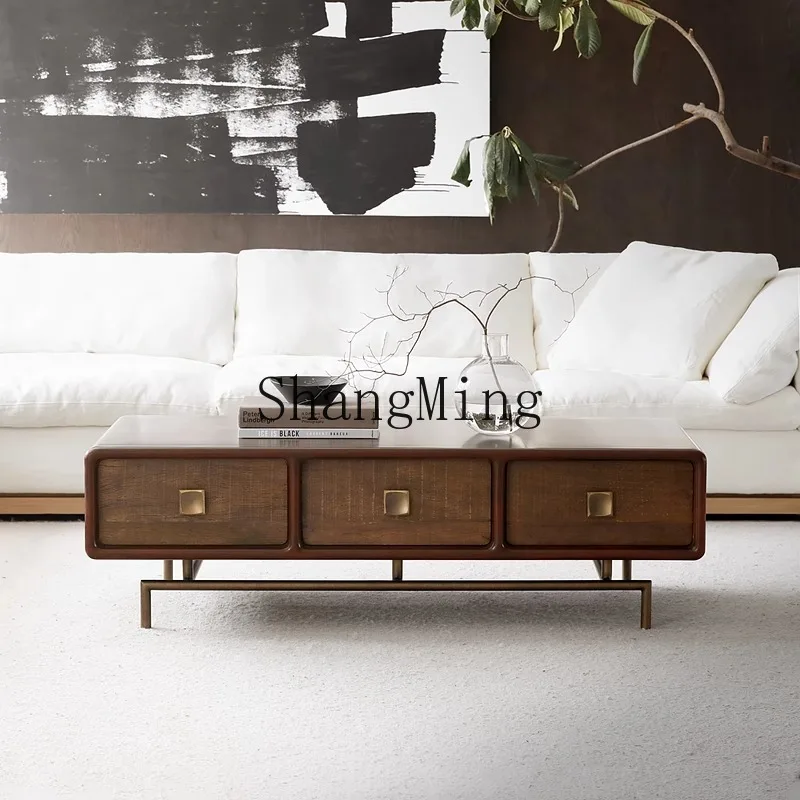 

SM cream wind coffee table living room high-end villa combination new home removable round coffee table