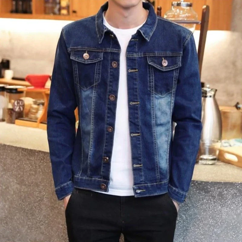

Весенне-осенние мужские джинсовые пальто на пуговицах по низкой цене, стильная мужская джинсовая куртка, модная по самой низкой цене, модная брендовая роскошная мужская одежда