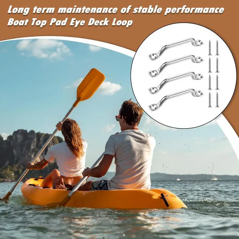 Footman Loop 4x roestvrij staal, zwaar uitgevoerde spanankers, roestbestendig bootbeslag met platte kop, tapschroeven voor dagelijks gebruik