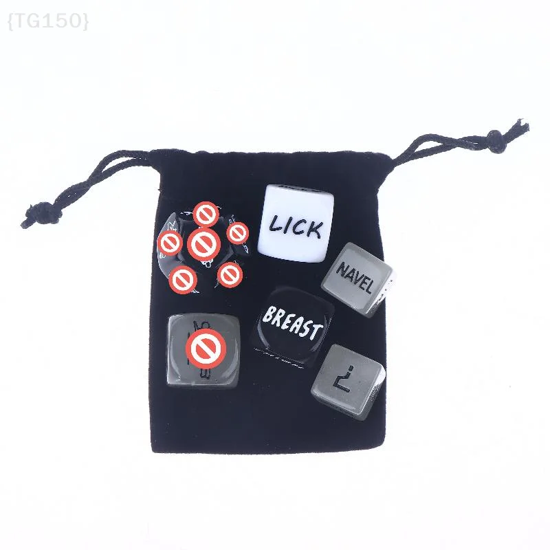 【N】 مجموعة ألعاب العلاقة الحميمة المكونة من 6 قطع، نرد رومانسي مع حقيبة قماش لتعزيز العلاقة