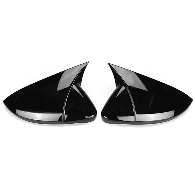 For MK7 MK7.5 GTD R Rear View Mirror Cover Bullhorn Conversion Universal Bright Black