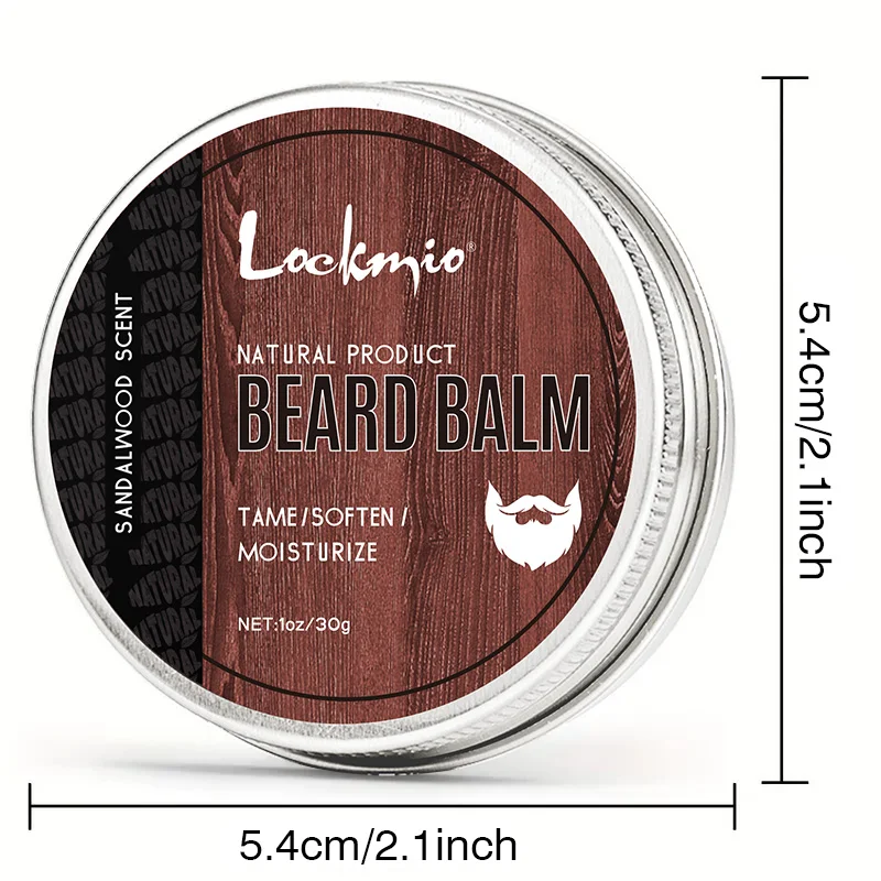 Lockmio 30g Natural Beard Balm Sandalwood Scent Tame Soften Moisturize Thickens Styles Smooth Beard Care Cream For Men