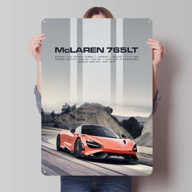 Mclaren Metal Posters Classic Car Tinplate Sign Gaming Room Decoration Home Custom Metal Signs for Garage Wall Art Decoration