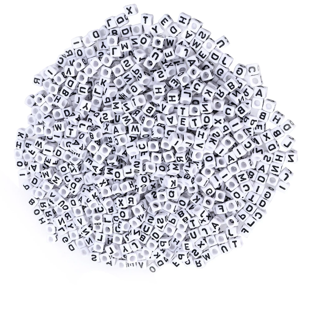 

800pcs Acrylic Alphabet Letter Beads 6x6mm Cube Charms for DIY Jewelry Making Bracelet Necklace Crafts Party Games