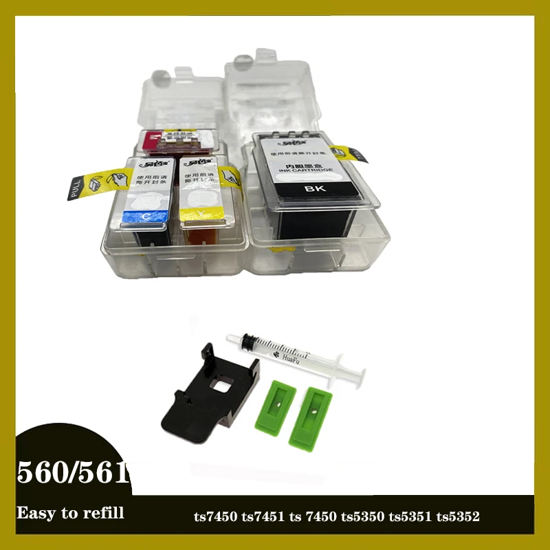 560XL 561XL For Canon PG-560 CL-561Smart Ink Cartridges Refill Kit For Pixma TS5350 TS7450 TS5351 TS5352 TS5353 TS7451 printer