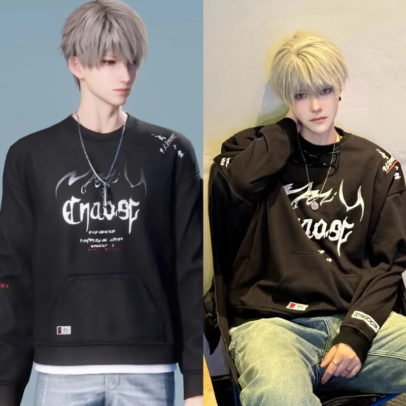 

Love And Deepspace Xavier Cosplay Costume Black Top Sweatshirt Casual Round-neck Clothing for Women Men Halloween Cos Outfits
