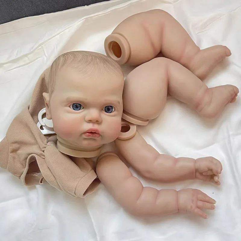 19inch Pickle Awake Reborn Doll Kit Lifelike Multiple Layers Painting Doll Parts 3D Skin With Visible Veins Hand Drawn Hair