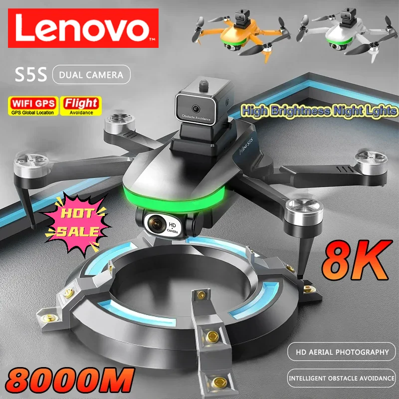 Lenovo S5S Drone 8K 5G WIFI Dual Camera Obstacle Avoidance Optical Flow Brushless Motor RC Drone Foldable Quadcopter Toys