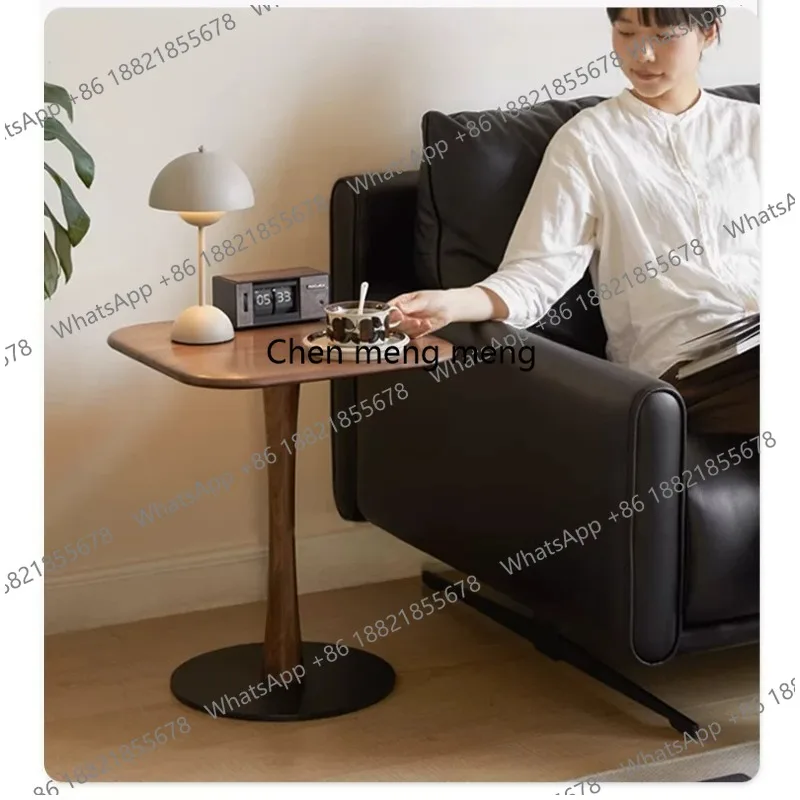 Nordic solid wood edge few living room sofa side table household black walnut small square few