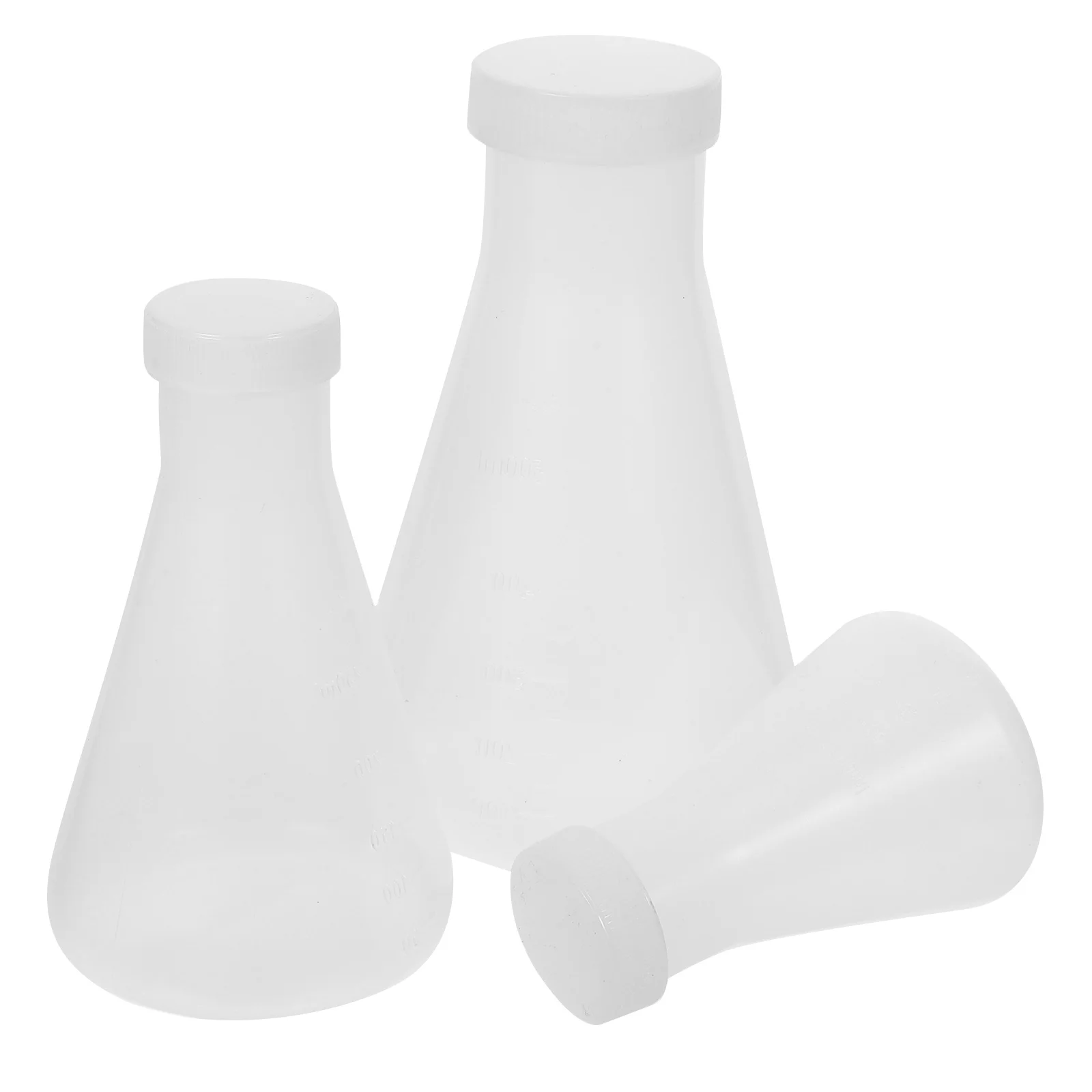 

3pcs Plastic Flask Set Transparent Erlenmeyer Conical Laboratory Beaker for Experiment with Cover Widely Used Chemistry