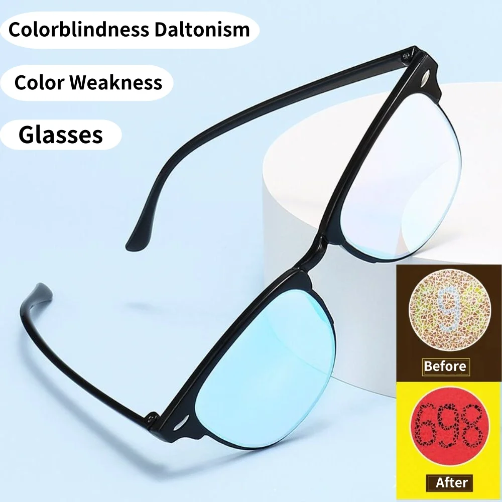 Glasses For People With Red-green Colorblindness Daltonism And Color Weakness Half Frame Correct Glasses Two-side Coating Lenses