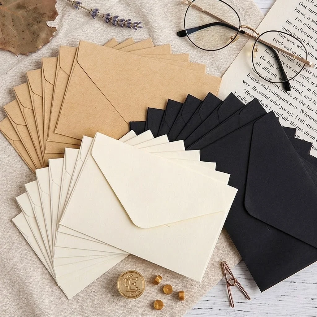 

48pcs Blank Kraft Paper Mini Envelopes 10.5*7cm Bulk for Membership Cards Greeting Cards Invitation Envelope Pockets
