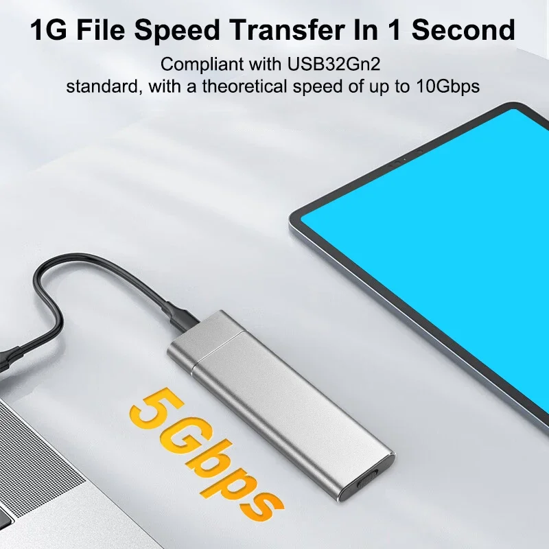 M.2 NGFF Solid State Drive Enclosure Reader with Single SATA protocol 5Gbps, NGFF M.2 2280 2260 2242 SSD with Key B/Key B+M