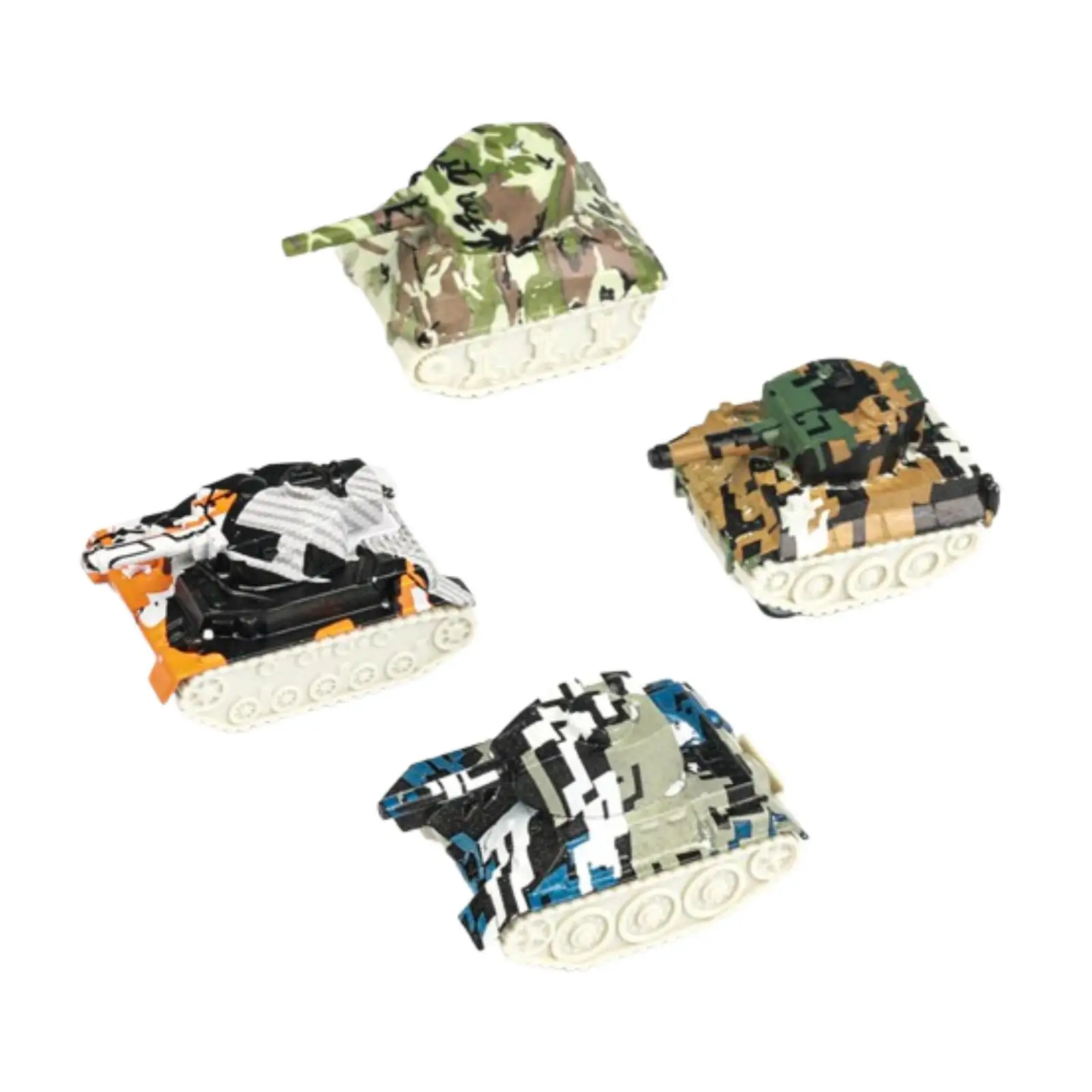 

4 Pieces Toy Tank Model Alloy Metal Vehicles 1/76 Playset Crafts Simulation