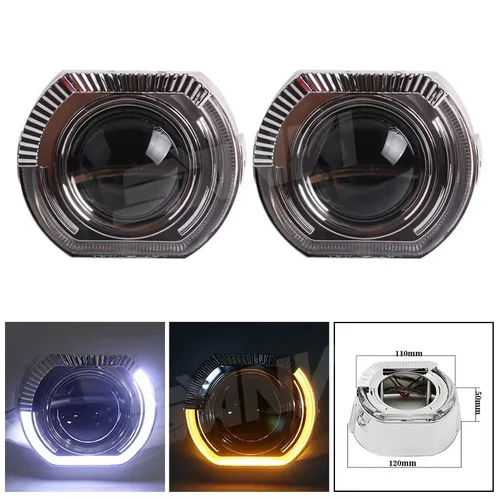 Imagen 2 del producto 2 uds cubierta de proyector 2,5/3,0 pulgadas lente de faro cubierta antipolvo lente de proyector HID lente de faro láser lente LED accesorios de luz de coche