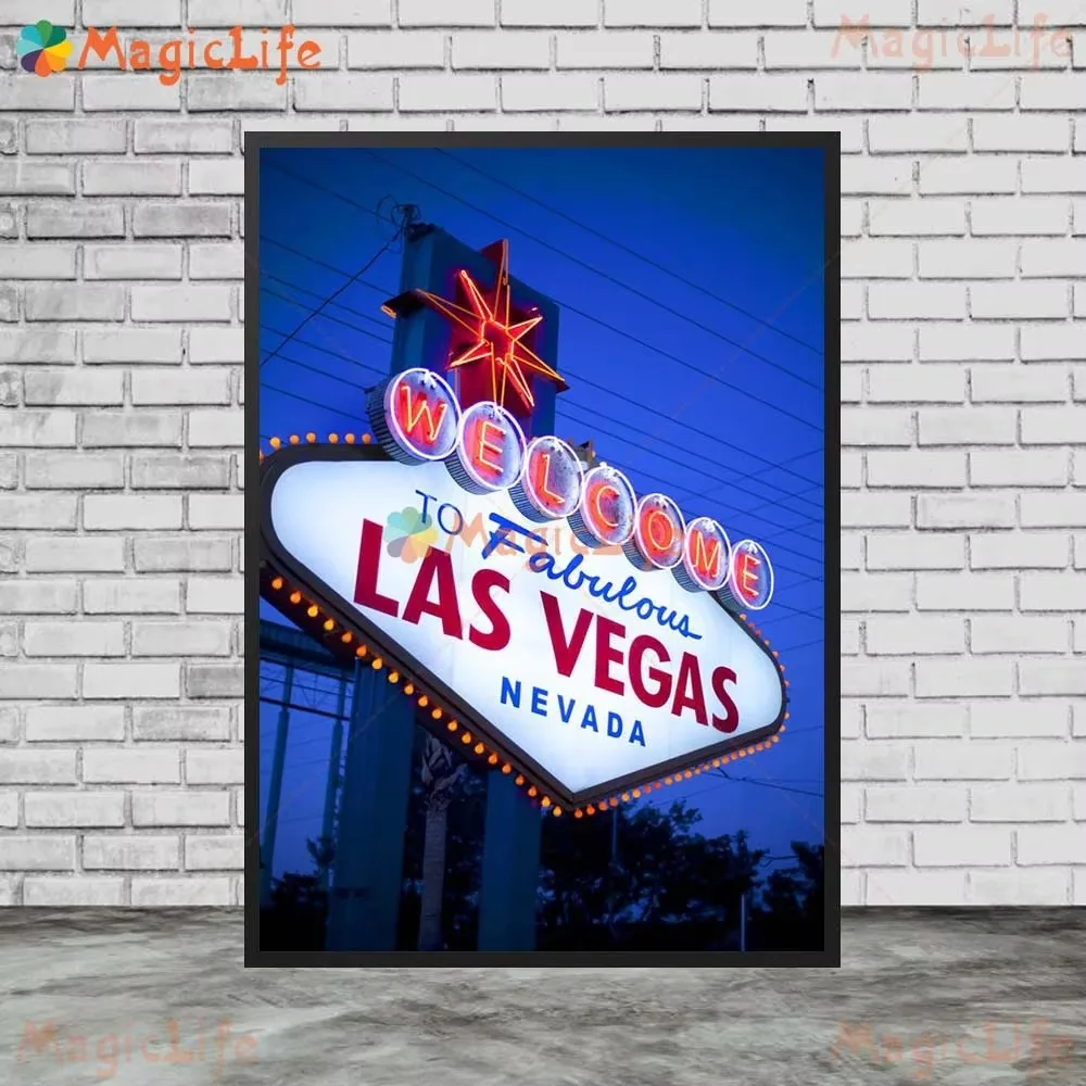 لاس فيغاس كازينو مشهد موتيل أوراق اللعب الشمال المشارك الرسم على لوحات القماش الجدارية جدار صور لغرفة المعيشة ديكور غير المؤطرة
