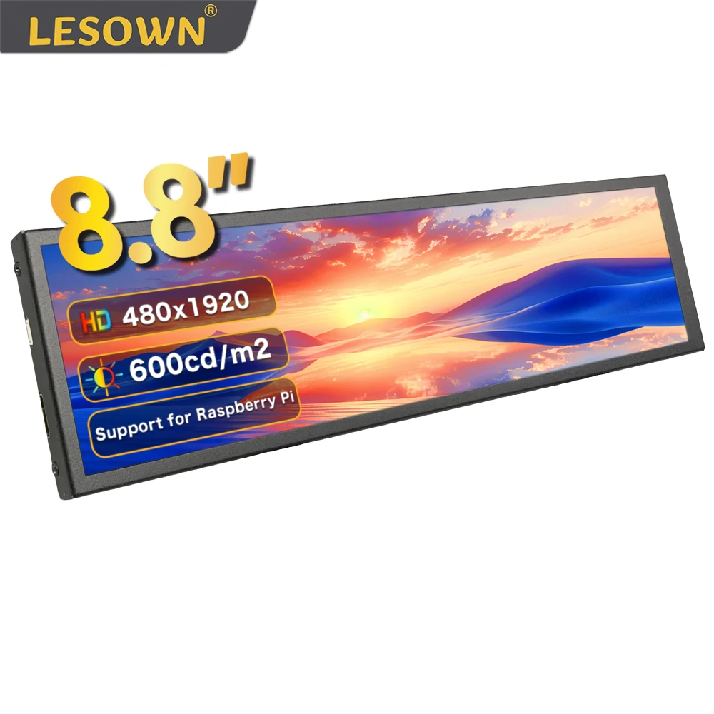 

LESOWN 6.9 7.9 8.8 11.3 inch Long Strip Monitor IPS HDMI Sub Screen PC Case CPU GPU Computer Monitoring USB Display for Aida64