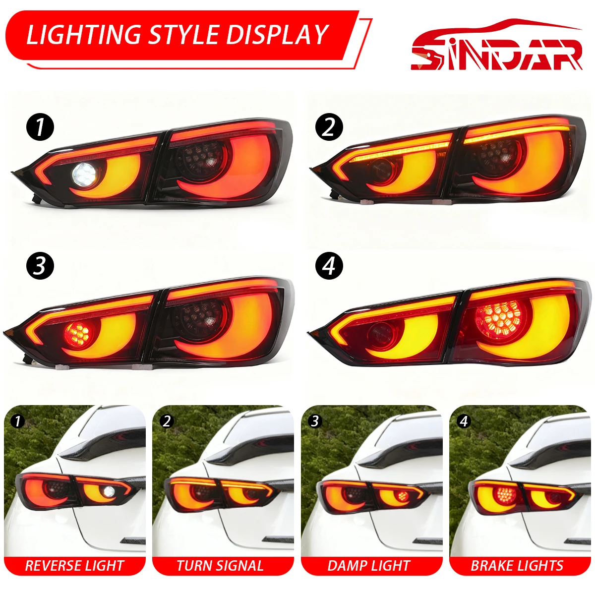 

SINDAR Auto LED Taillight Assembly Modified Tail Lamp Accessories for Infiniti Q50 2013-2017 VQ37 New Design Hawkeye Style！！