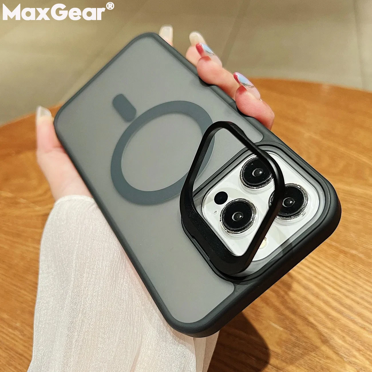 Mode Metall Objektiv Ständer Halter Für Magsafe Fall Für iPhone 16 15 14 Plus 13 12 Mini 11 Pro max Magnetische Drahtlose Lade Abdeckung