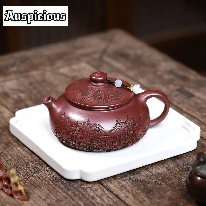 

Чайник из исинской глины (240 мл), ручной работы, из природной глины «Драконья кровь», китайский чайный набор из зиша, подарок