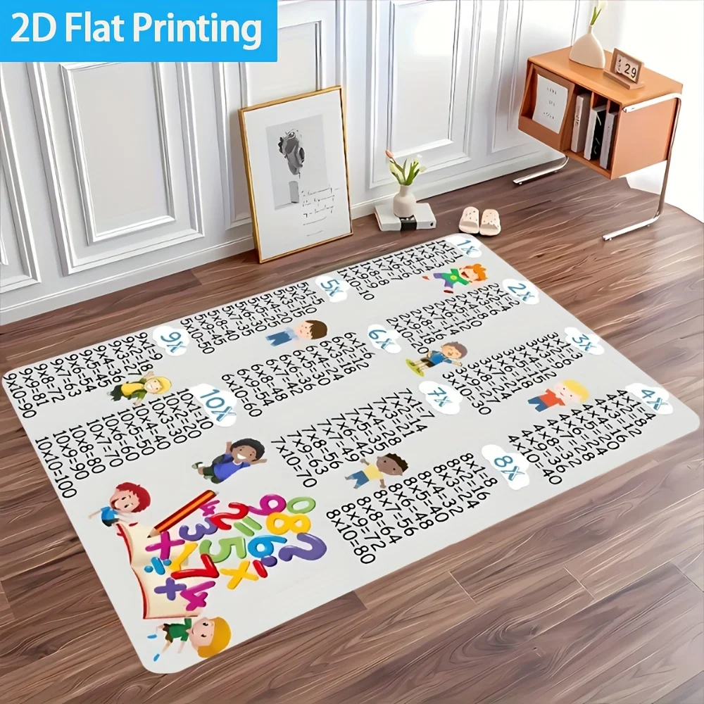 1pc Colorful‑Multiplication‑Table‑Print Area Rug, Easy‑Clean Durable Welcome Floor Mat for Kitchen, Hallway,Living Room, Bedroom