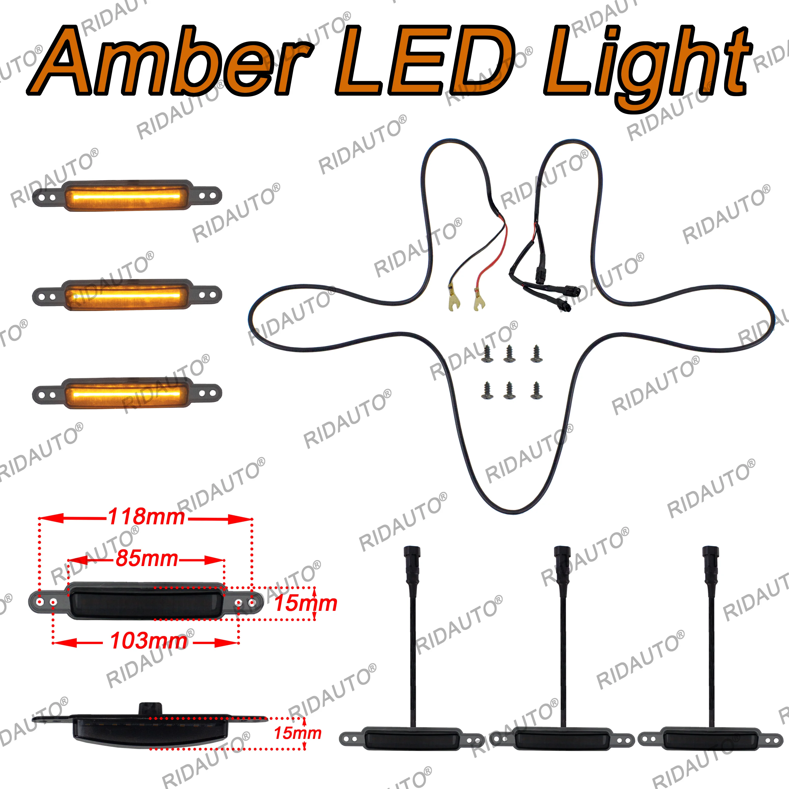 For FORD F150 2021 2022 2023 Upgrades Raptor Modify Grille DIY Amber Light LED Lamp Raptor Grille Light 3PCS LED Light DRL Light