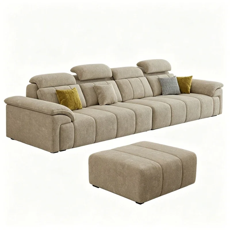 High-end leisure sofa modern living room light luxury flannel size apartment combination fabric sofa