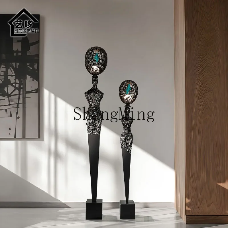 

ZYY living room entrance partition sofa floor-to-ceiling ornaments hotel lobby metal figure sculpture decorative artwork