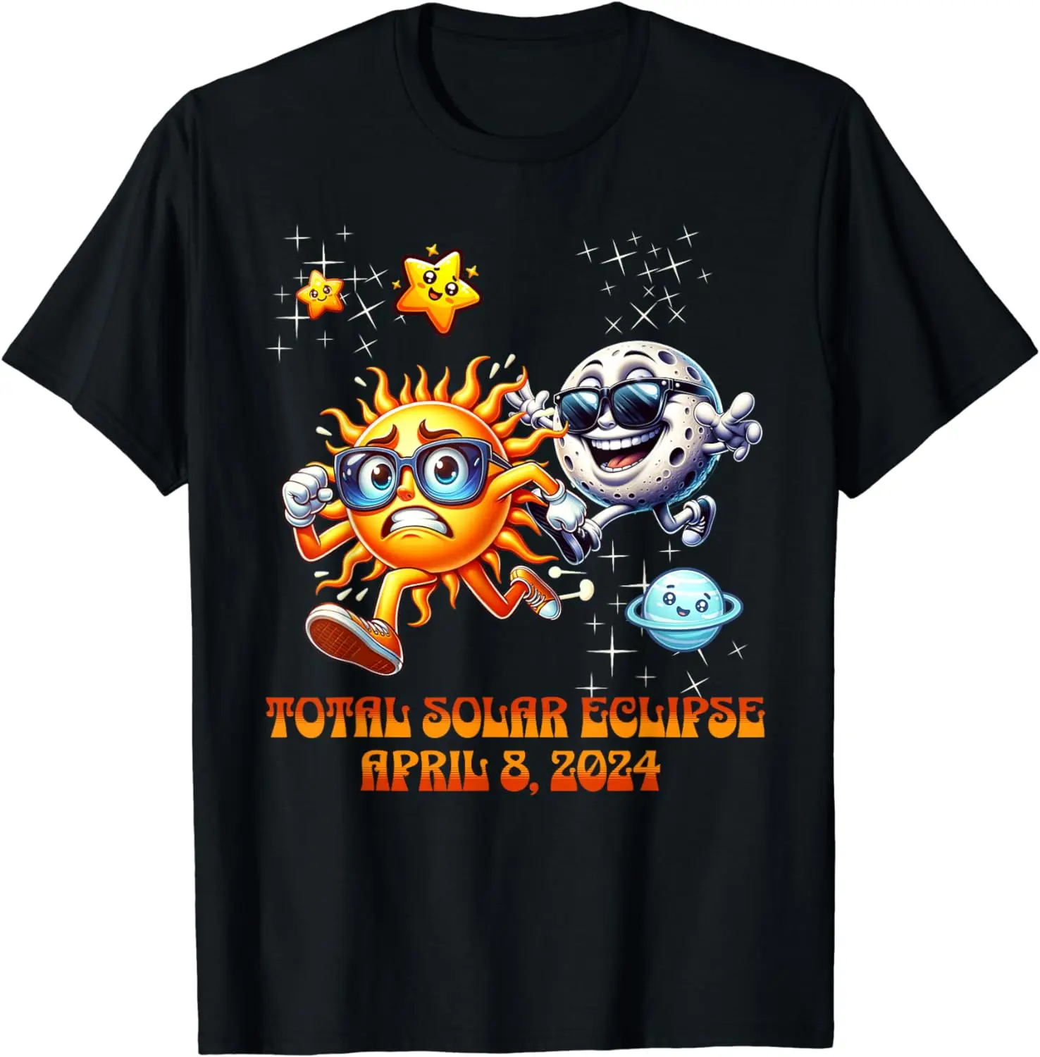 Funny Solar Eclipse Chase April 2024 Moon Chasing Sun T-Shirt