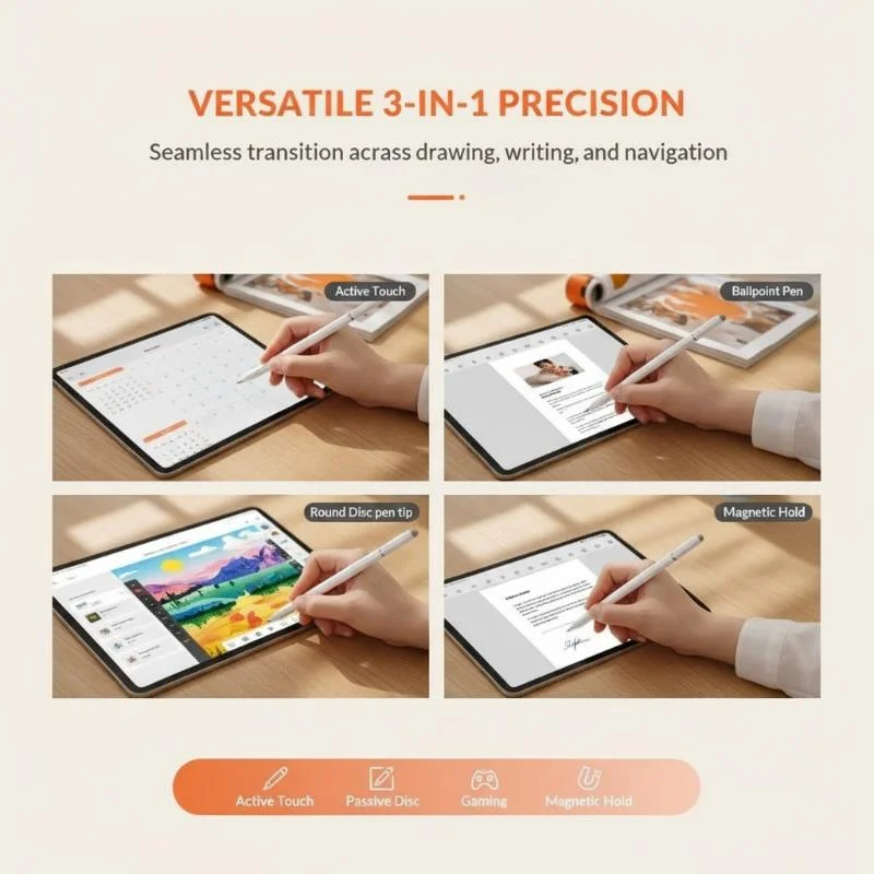 3 In 1 Universal Stylus Pen Magnetic Adsorption High Precision Touch Screen Pencil For Phone Tablet Drawing Writing Game