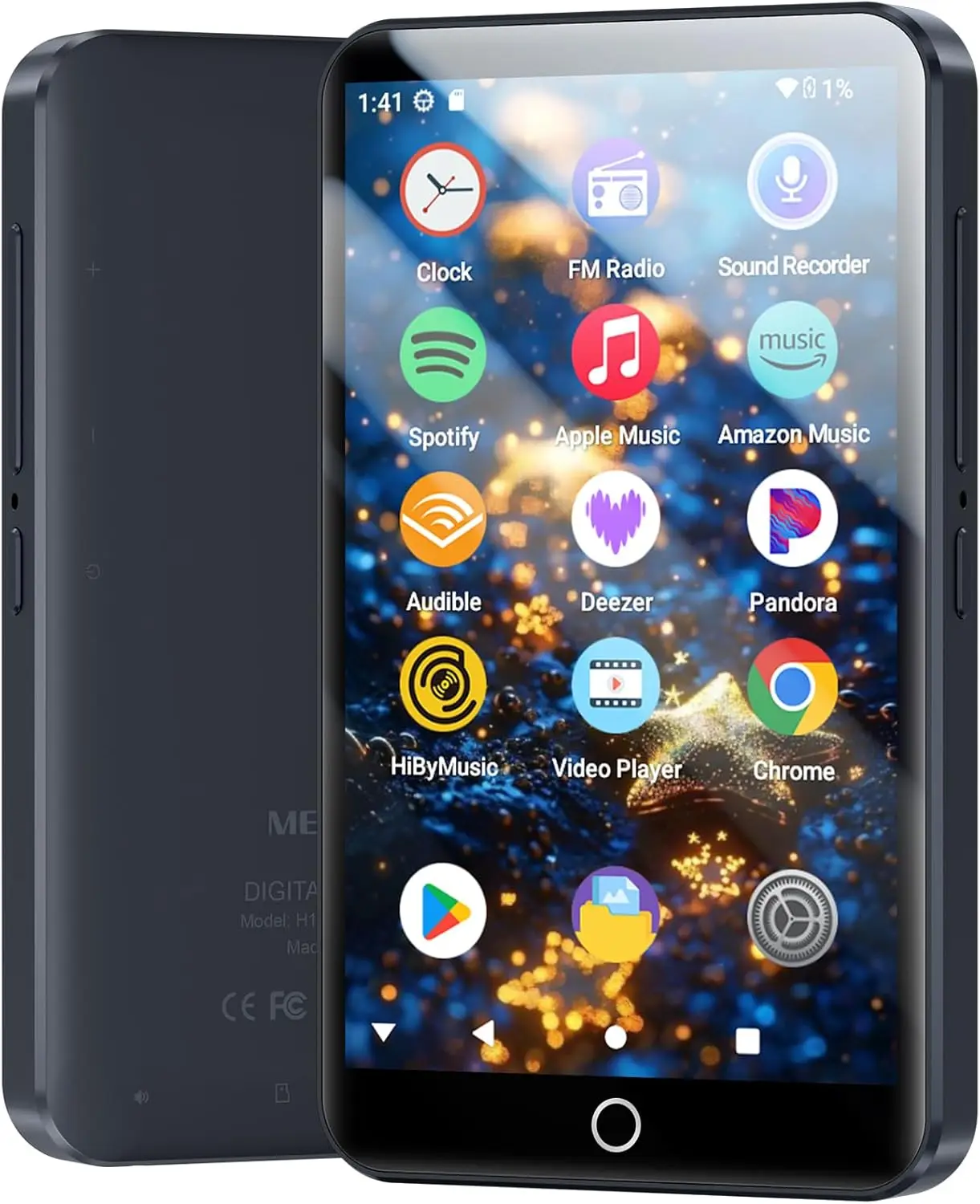 

MP3-плеер с Bluetooth и Wi-Fi, Android 13, 4-дюймовым сенсорным экраном, поддержкой Spotify и длительным временем автономной работы