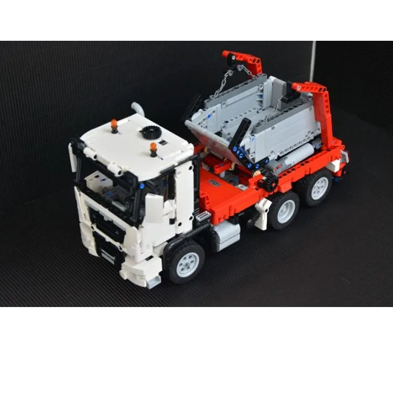 Klasyczna ciężarówka MOC-140401 MAN TGS Skip Loader 1290PCS dla dorosłych dzieci Puzzle klocki budowlane zabawka skala 1:21 prezenty na urodziny,