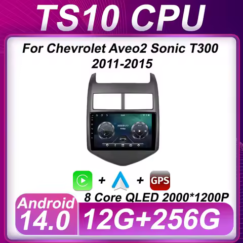 2 Din Android 14 For Chevrolet Aveo2 Sonic T300 2011-2015 8 Core Car Multimedia Radio Player GPS Navigation Intelligent System