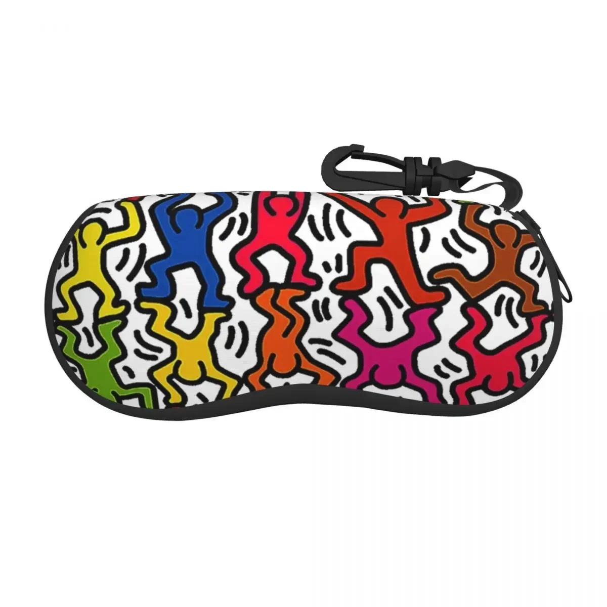 Geometric Colorful Haring Stick Figure Acrobats Eyeglass Glasses Case Soft Abstract Pop Art Sunglasses Protective Pouch