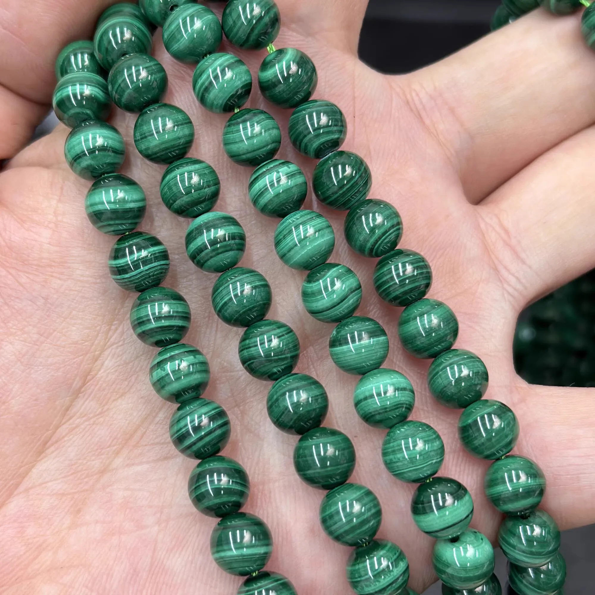 AAAAA الملكيت الأخضر الجولة 2 مللي متر 4 مللي متر 6 مللي متر 8 مللي متر 10 مللي متر الطبيعية 38 متر فضفاض الخرز DIY بها بنفسك مجوهرات #1