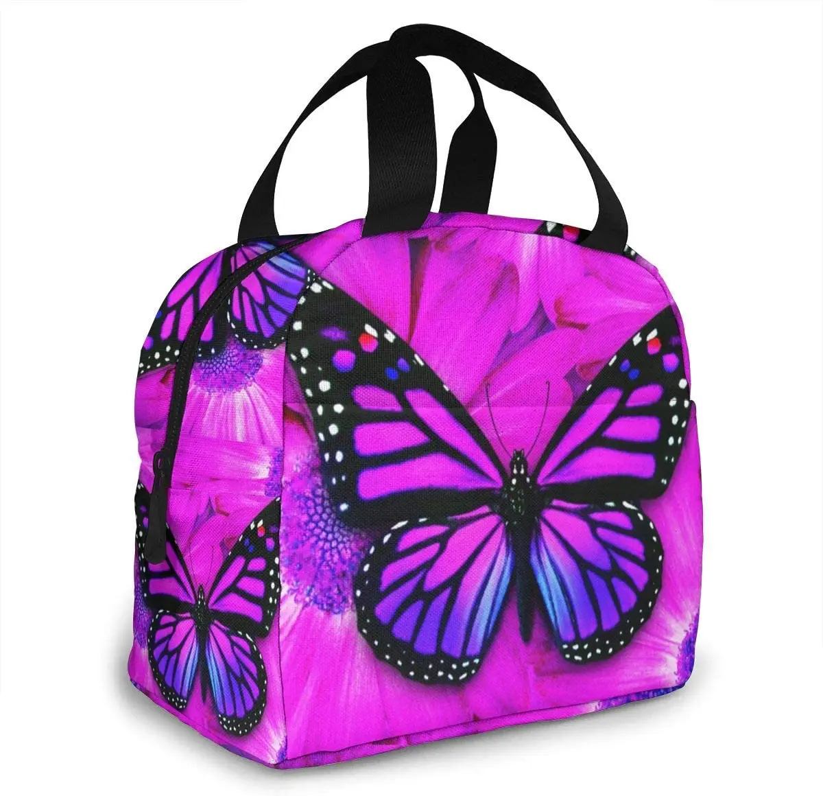 Purple Butterfly Insulated Lunch Bag Leakproof Cooler Lunch Box for Women Reusable Thermal Tote Bag for Work School Picnic Beach