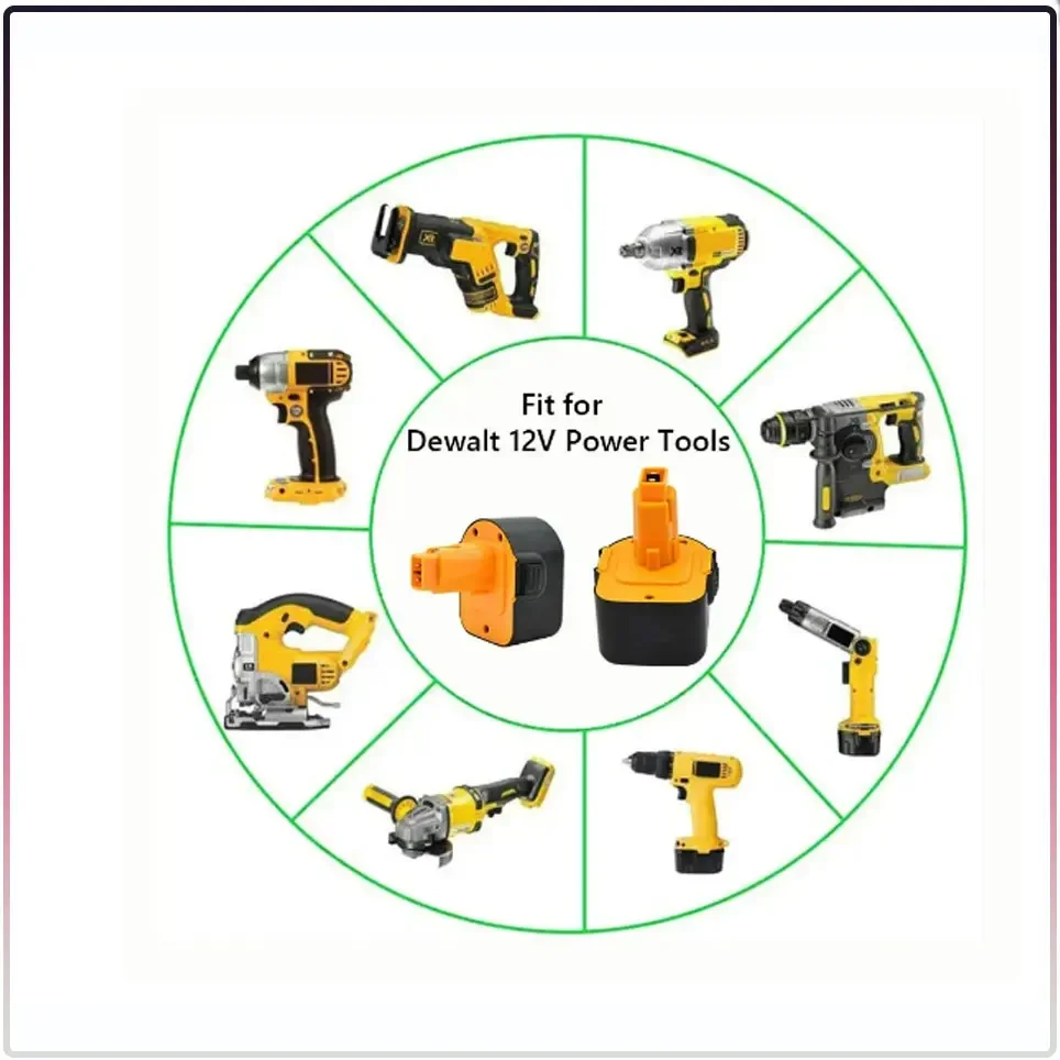 Bateria para ferramentas elétricas sem fio para Dewalt, 12 V, 4.8Ah, DC9071, DW9072, DW9071, DE9074, DE9037, DE9071, DE9072, DE9075