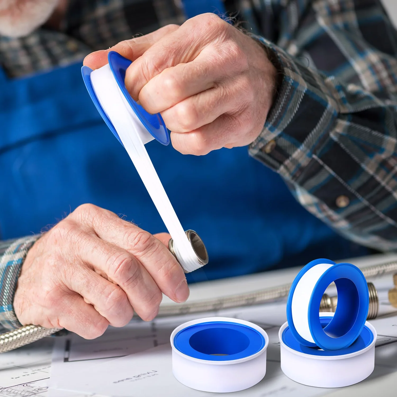 100-1Rolls PTFE Industrial Sealant Tape Plumbers Waterproof Sealant Plumbing Tape for Shower Head Repairing Water Pipe Sealing