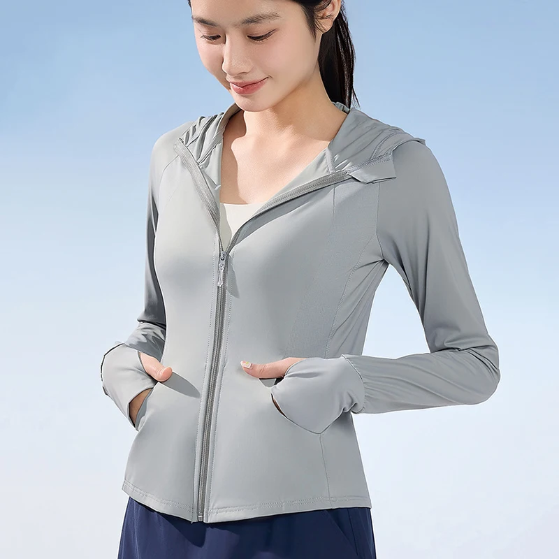 Summer Sun Protection Hoodie Jacket Women Zipper Up Long Sleeve Anti-UV Jackets Woman Outdoor Quick Dry Camping Climbing Coat
