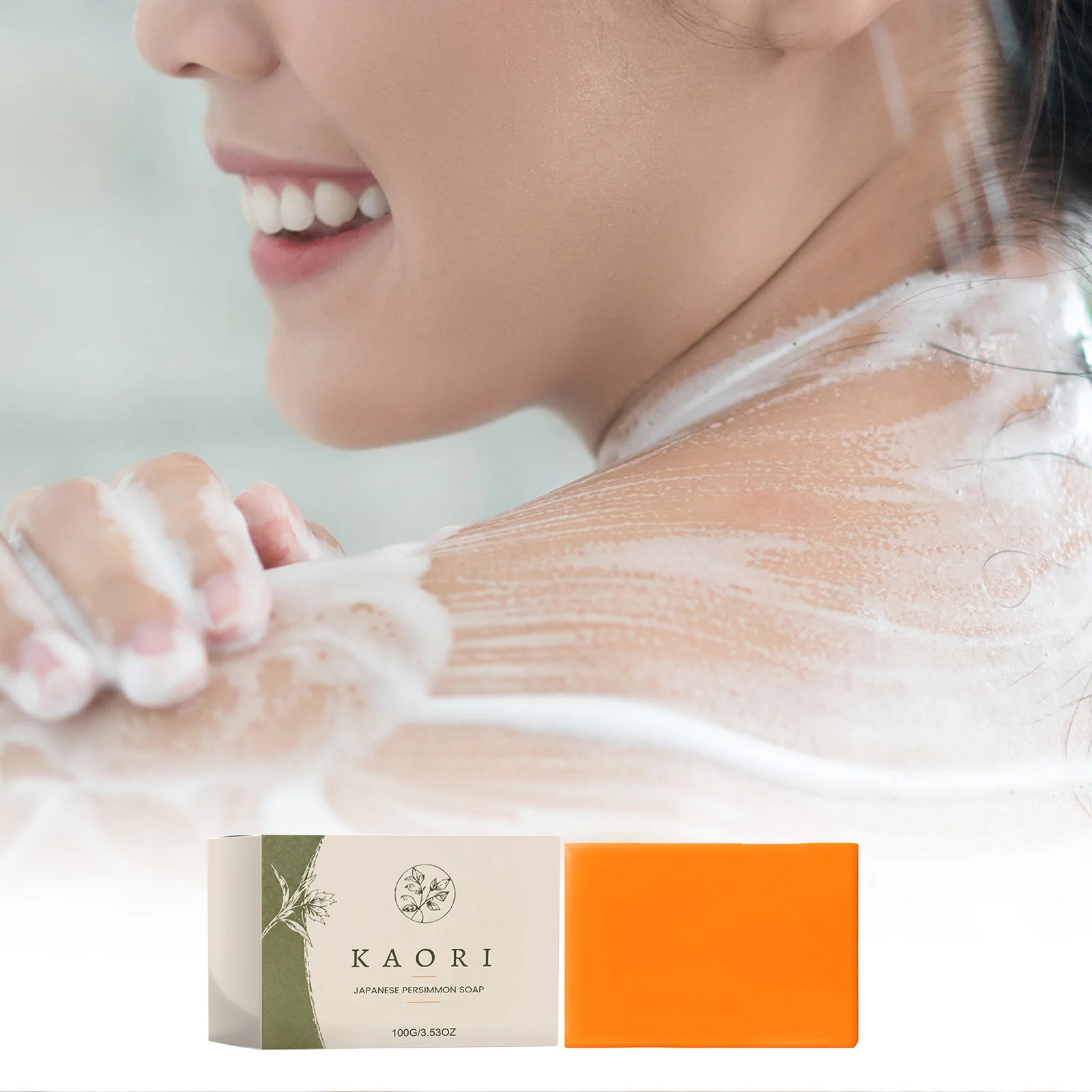 AMZ Persimmon Natural Fragrance Body Soap Gentle Moisturizing Cleanser Fresh Scent for Daily Bath Use