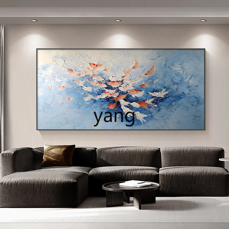 

YHM hand-painted oil painting living room sofa background horizontal nine fish