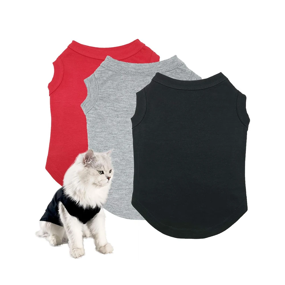 Cotton Plain Dog Shirts Blank Clothes Puppy Vest Sleeveless Costumes Breathable Apparel Outfits for Small Medium Dogs and Cats