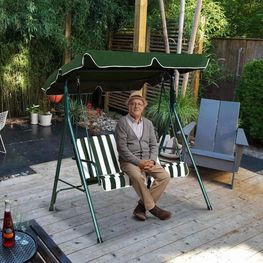 2 Personen Baldachin Schaukel wetter beständig segel flugzeug Hängematte Veranda Garten Hinterhof Rasen gepolstert Stahlrahmen Loves eat Schaukel