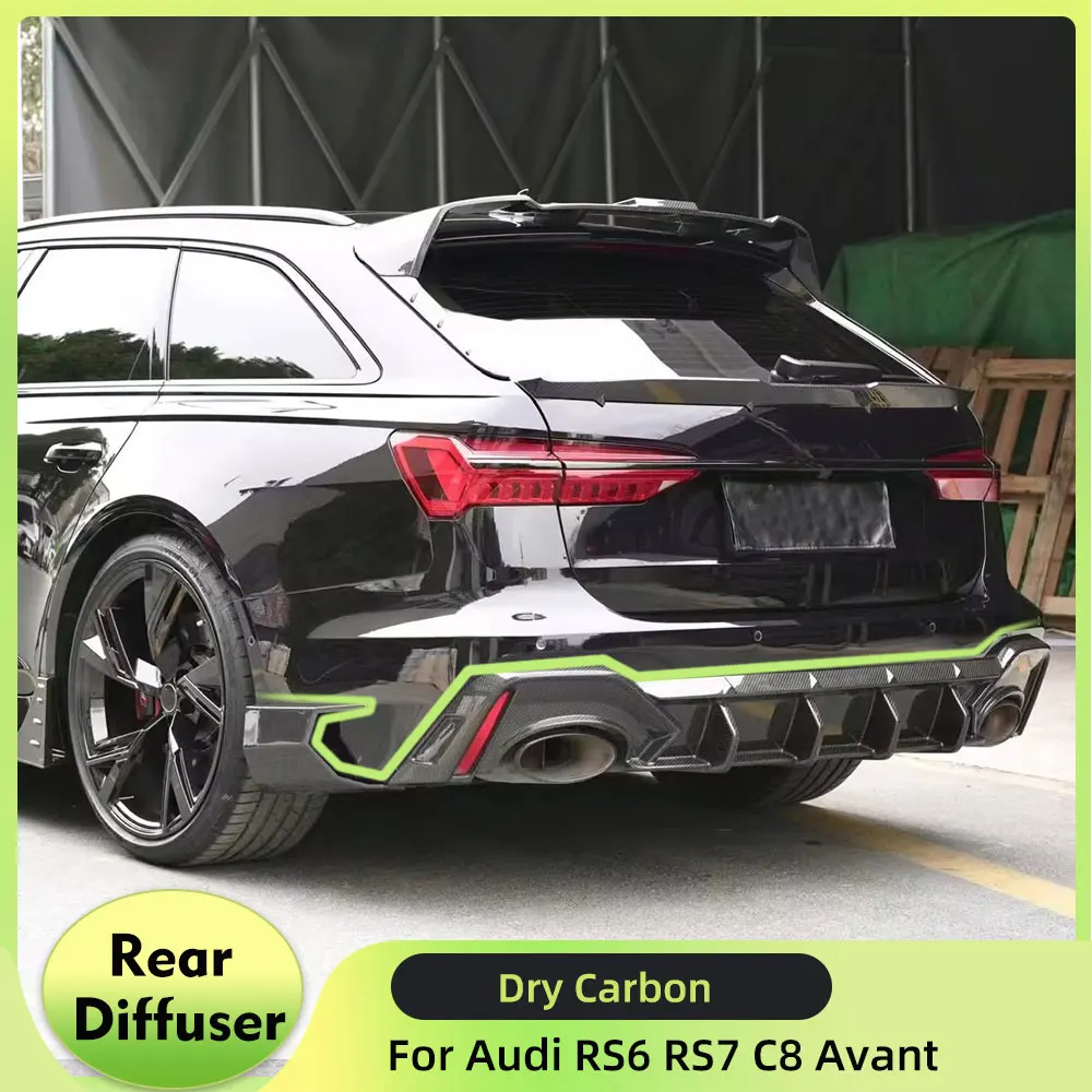 

Задний бампер автомобиля, диффузор, спойлер для губ для Audi RS6 C8 Avant 2019-2021, сухой карбоновый задний диффузор, спойлер для губ, сплиттер, протектор