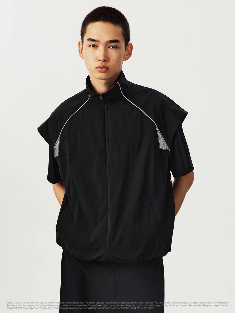 

Crnenter Breathable Spor Svel Open Cardigan Stand Collar Vest Loose Fit Youthful Trend Summer 2025 Nylon Spandex