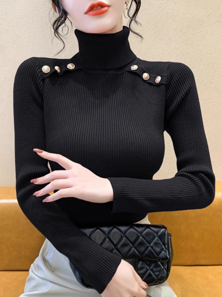 2024 New Fashion Cashmere maglione donna maglione lavorato a maglia dolcevita pullover a maniche lunghe autunno inverno Slim Cashmere Jumper Tops