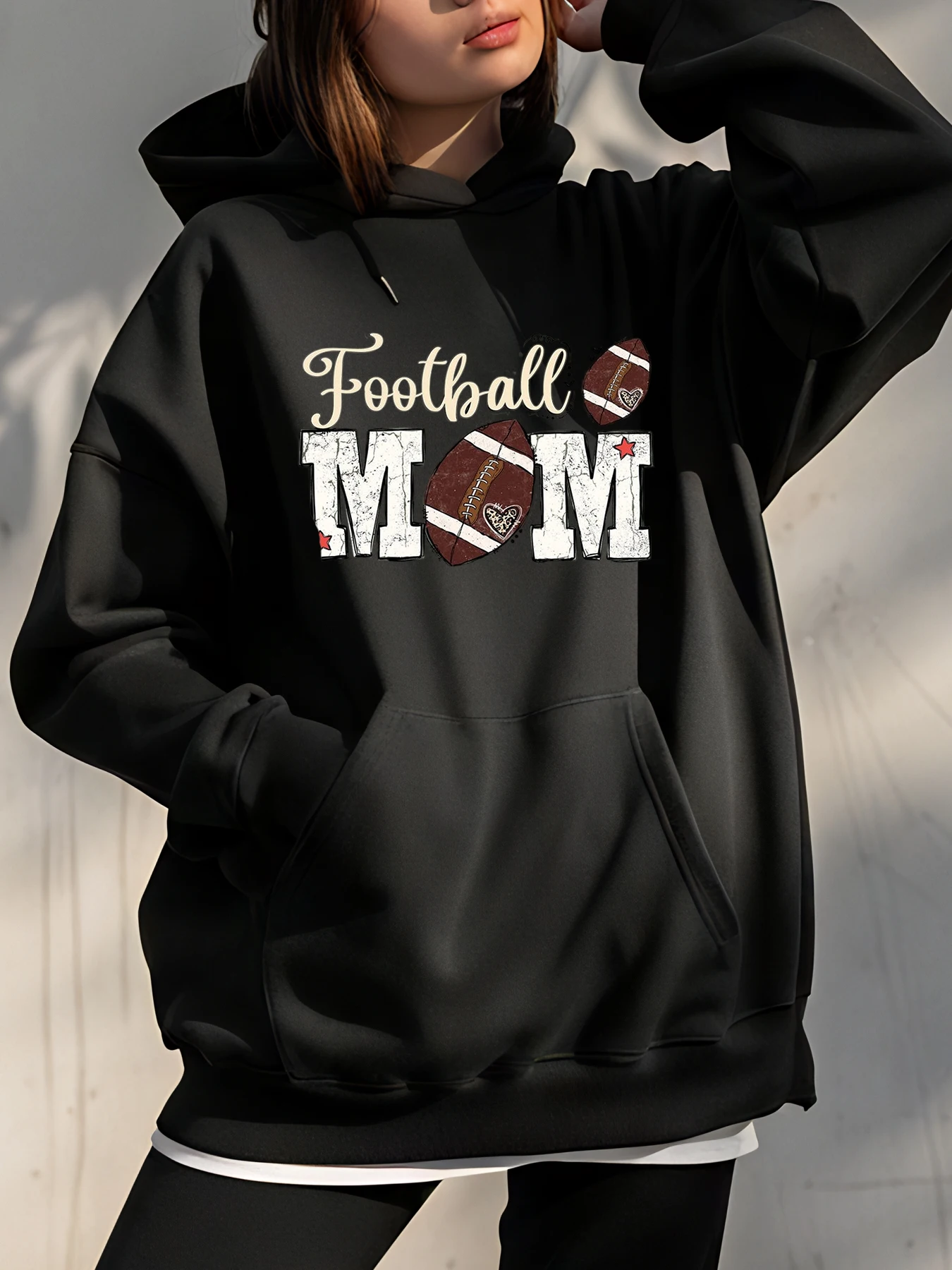 

Футбольная толстовка для мамы, толстовка с футбольным принтом, женская повседневная осенне-зимняя спортивная стильная толстовка, подарок для мамы