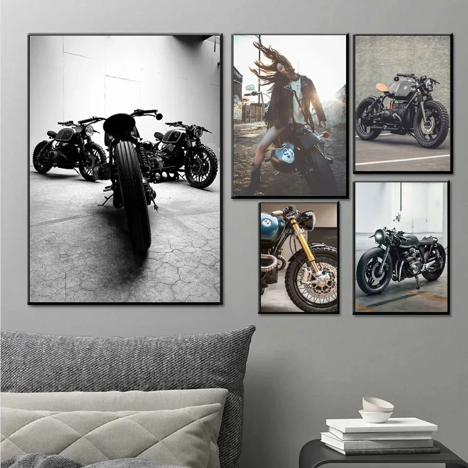 Modern Fashion Wall Art Harley Motorcycle Rider Front End Women HD Canvas Poster Prints Living Room Bedroom Home Decor