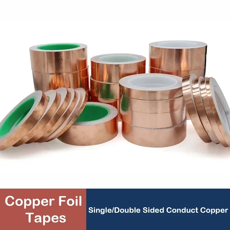 

20m/roll Adhesive Conductive Copper Foil Tape 5/6/8/10/15/20/25/30/35/40/45/50/60mm Single/Double Sided Electrical Repair Tapes